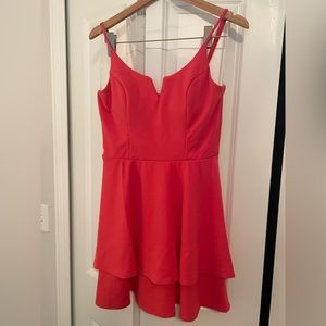 A strapless hot pink cocktail dress from Francesca’s